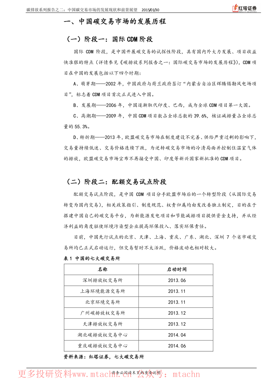 20150130-红塔证券-环保行业碳排放系列报告之二-中国碳交易市场的发展现状和前景展望.pdf_第2页