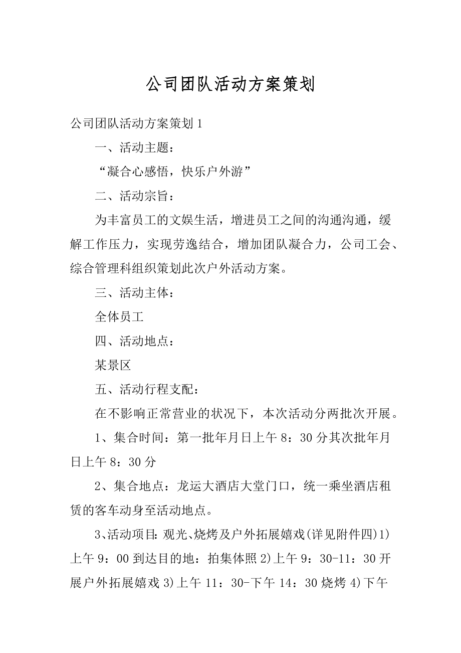 公司团队活动方案策划汇总.docx_第1页