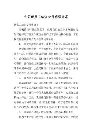 公司新员工培训心得感悟分享精品.docx