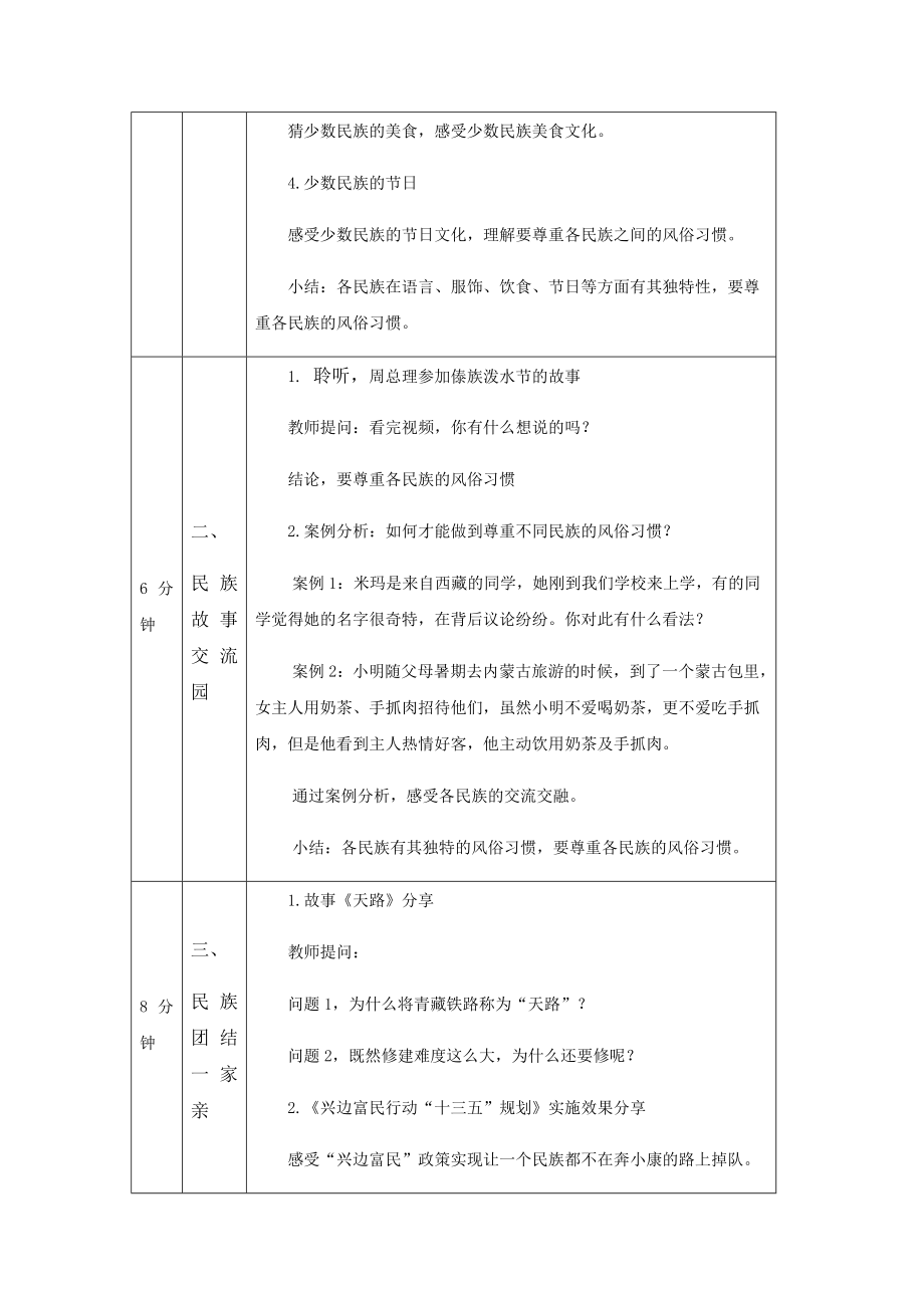 五年级道德与法治上册教案-中华民族一家亲（第二课时）-部编版.docx_第2页