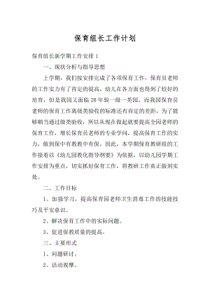 保育组长工作计划精编.docx