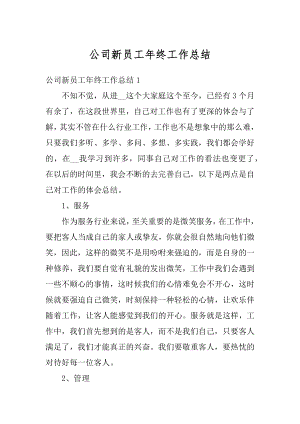 公司新员工年终工作总结精编.docx