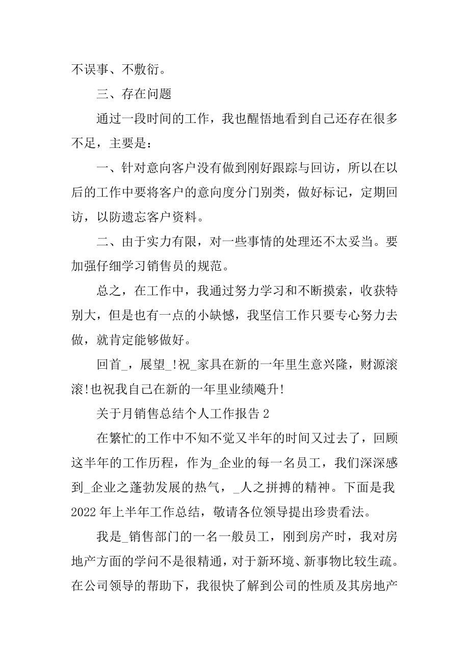 关于月销售总结个人工作报告精编.docx_第2页