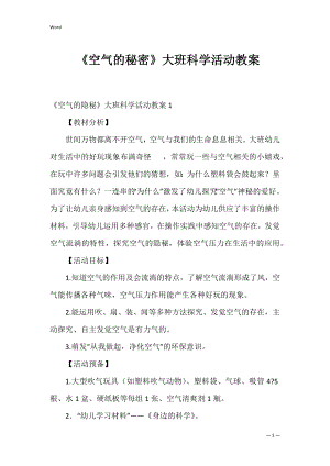 《空气的秘密》大班科学活动教案.docx