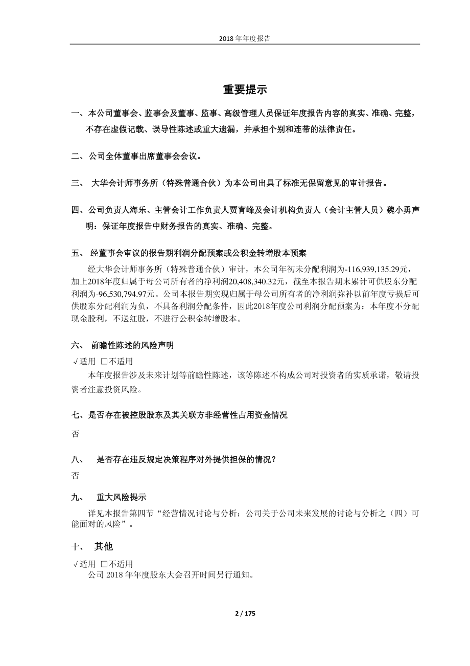 ST运盛：2018年年度报告（修订版）.PDF_第2页