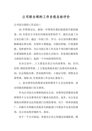 公司综合部的工作自我总结评价范本.docx