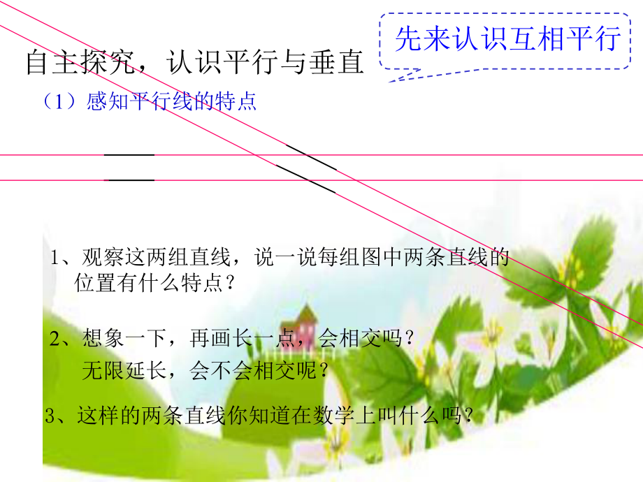 四年级下册数学课件 3.1 认识平行线 北京版（共13张PPT）.ppt_第2页