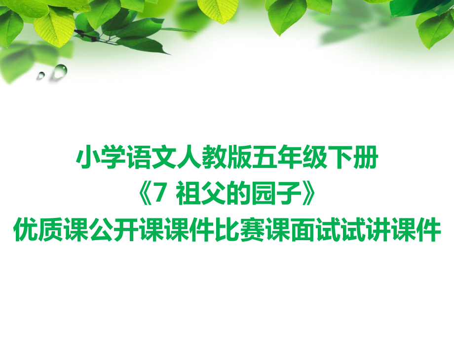 小学语文人教版五年级下册《7-祖父的园子》优质课公开课PPT课件比赛课面试试讲课件.ppt_第1页