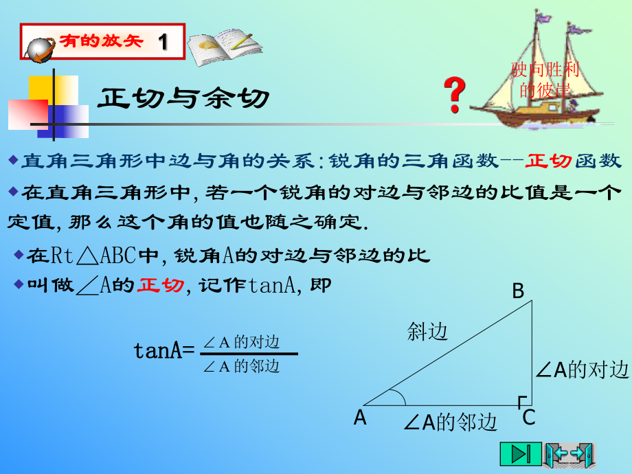 §1-1-2从梯子的倾斜程度谈起（2）锐角三角函数——正弦与余弦.ppt_第2页