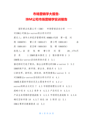 市场营销学大报告-IBM公司市场营销学实训报告.doc