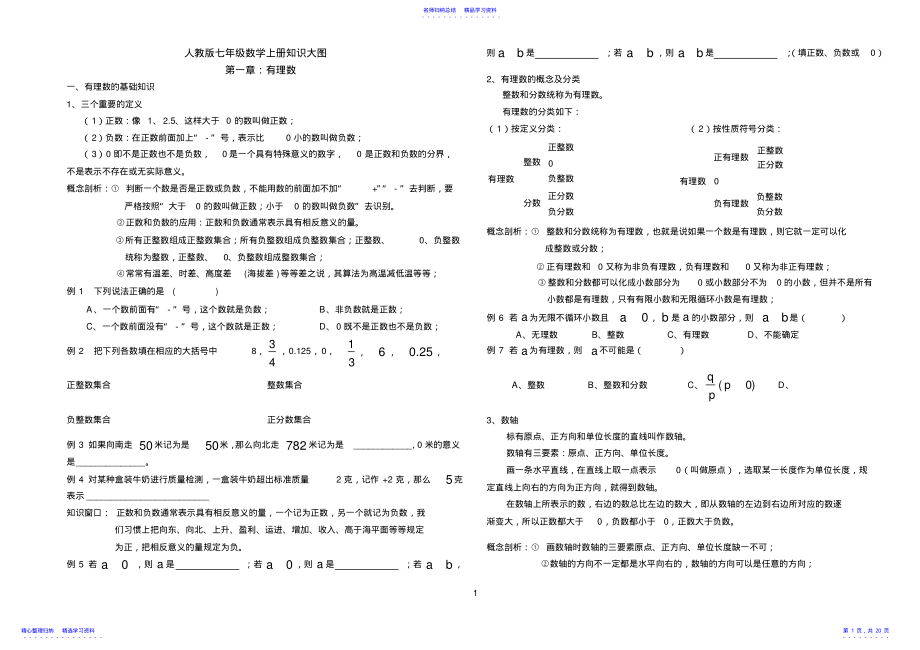 2022年2021最新人教版七年级上数学总复习资料最全2 .pdf_第1页