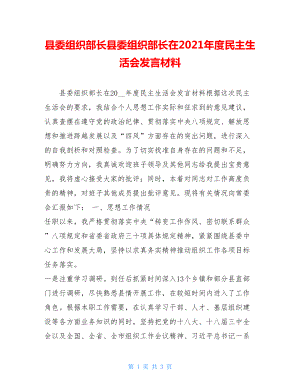 县委组织部长县委组织部长在2021年度民主生活会发言材料.doc