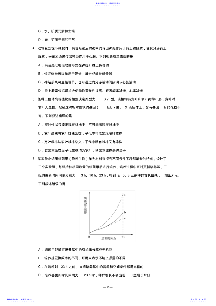 2022年2021年普通高等学校招生全国统一考试理综 .pdf_第2页