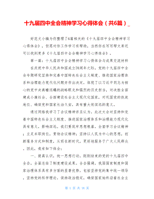 十九届四中全会精神学习心得体会（共6篇）.doc