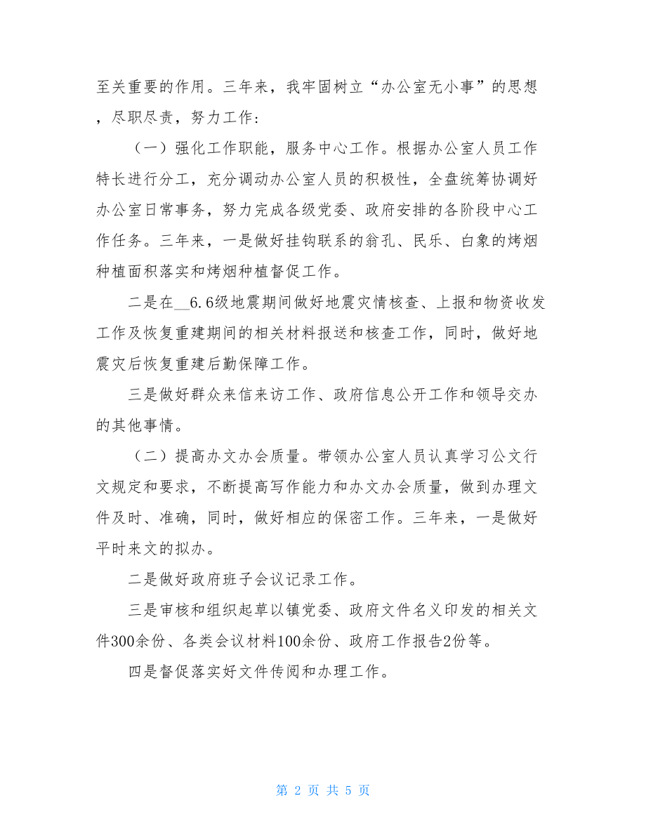 党政办公室主任分工 乡镇办公室主任工作总结 .doc_第2页