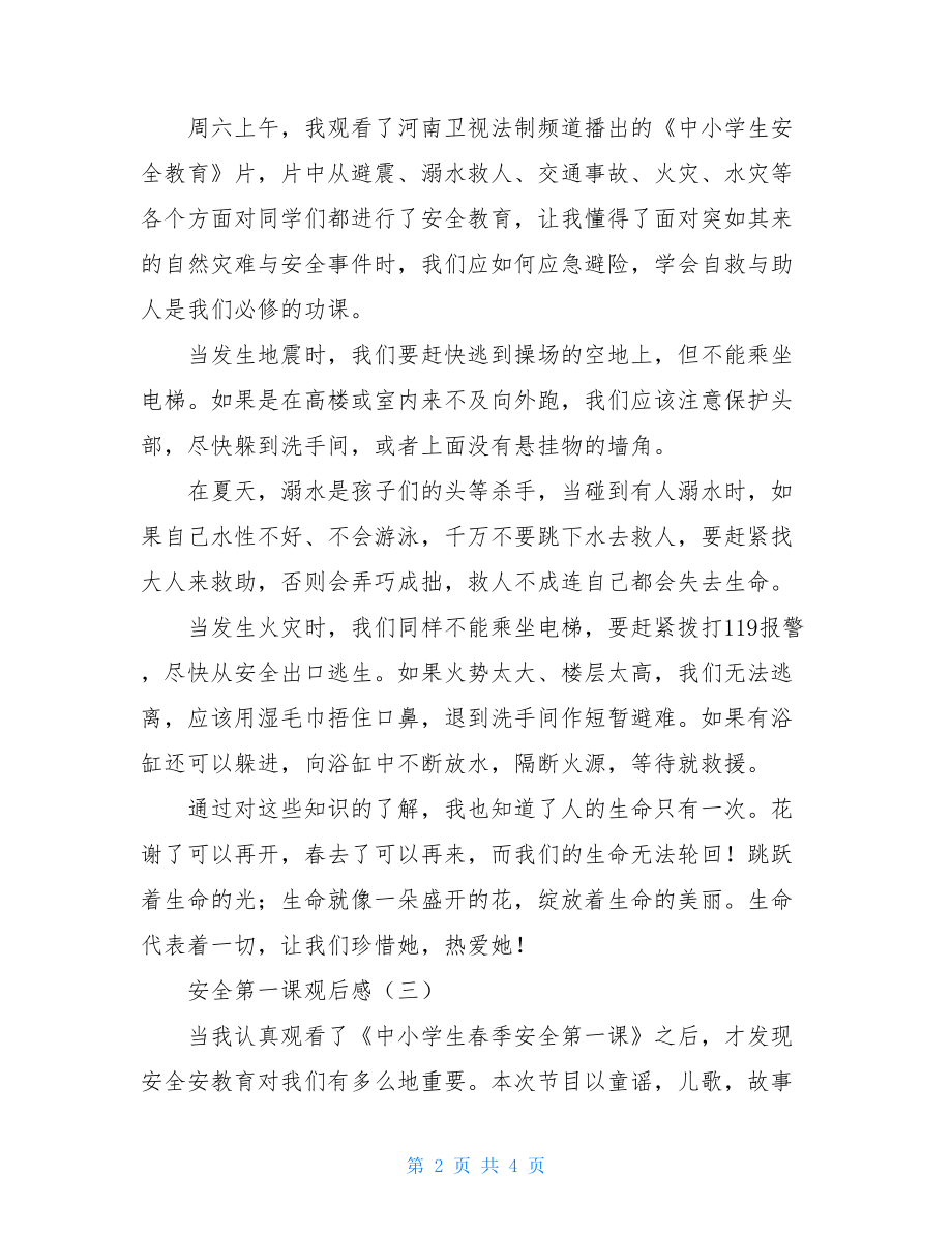 安全第一课观后感安全教育第一课读后感.doc_第2页