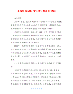 工作汇报材料 少工委工作汇报材料.doc