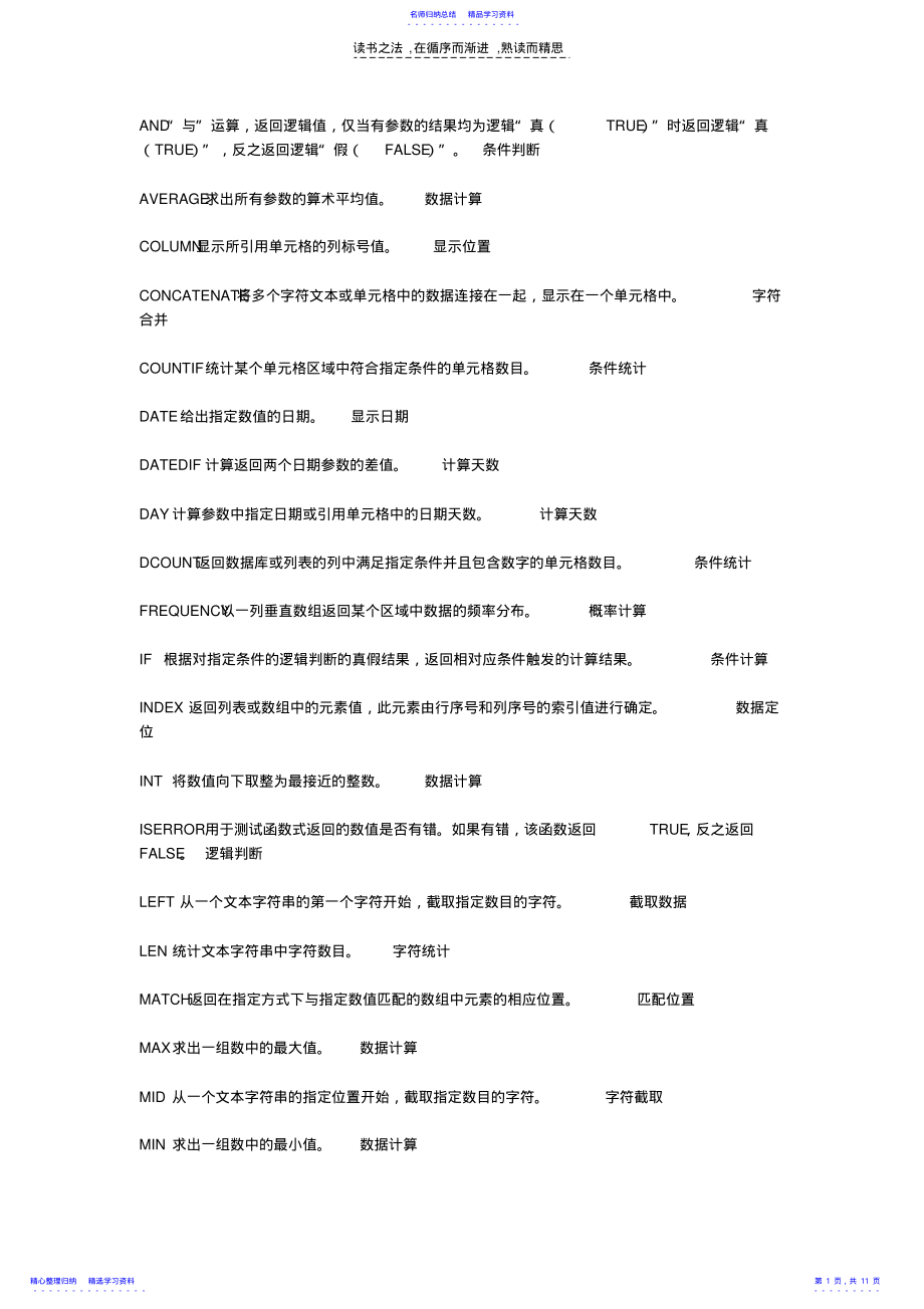 2022年excel表格计算公式大全使用技巧 .pdf_第1页