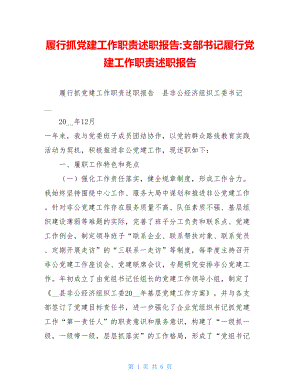 履行抓党建工作职责述职报告-支部书记履行党建工作职责述职报告.doc