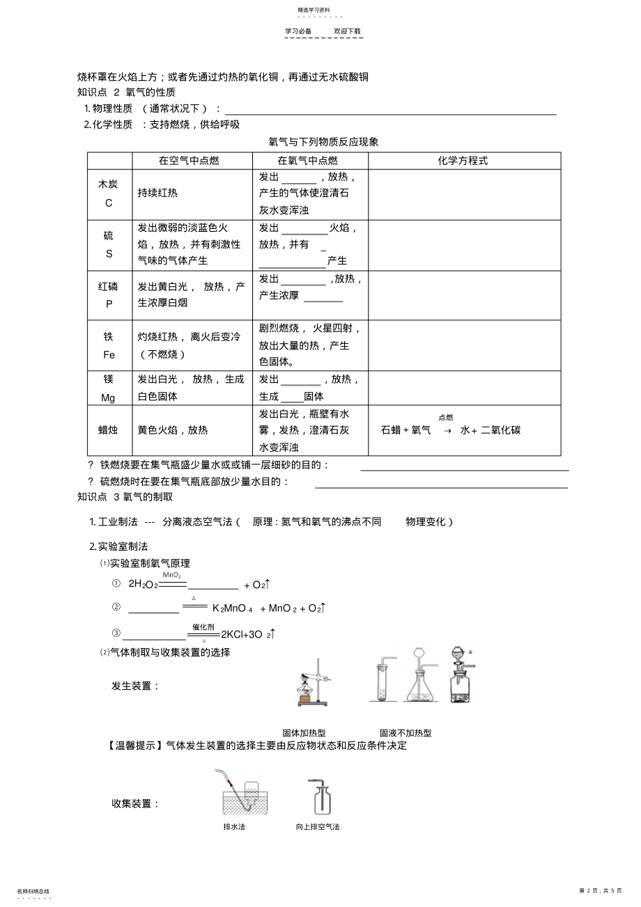 2022年新人教版九年级化学第一轮复习第二单元导学案 .pdf_第2页