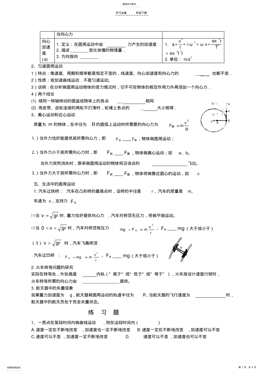 2022年曲线运动知识点会考 .pdf_第2页