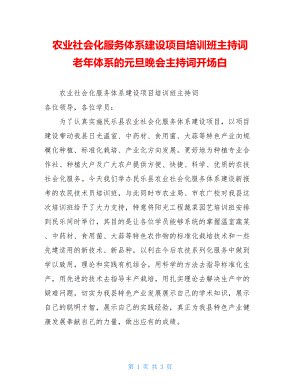 农业社会化服务体系建设项目培训班主持词 老年体系的元旦晚会主持词开场白.doc