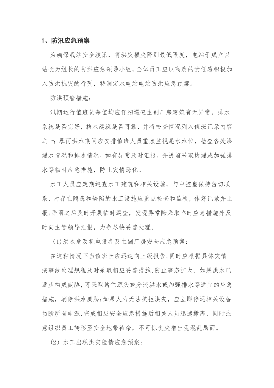 水电站防汛应急预案.doc_第1页