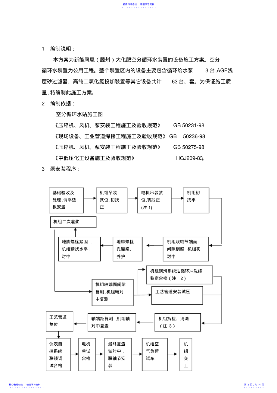 2022年2021年最新循环水泵设备安装方案 .pdf_第2页