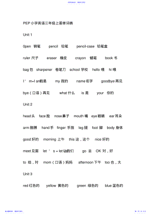 2022年PEP小学英语三年级上册单词表 .pdf