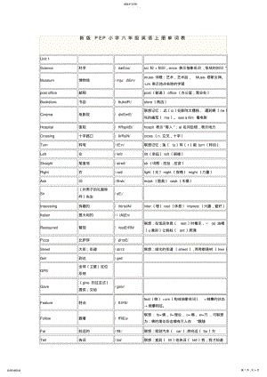 2022年新版PEP小学六年级英语上册单词表 .pdf