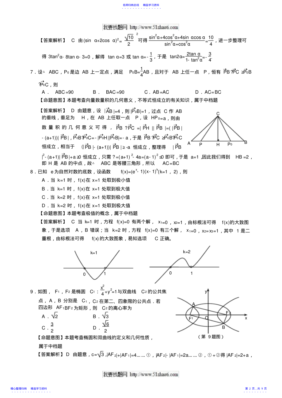 2022年2021年高考理科数学浙江卷试题及答案解析 .pdf_第2页