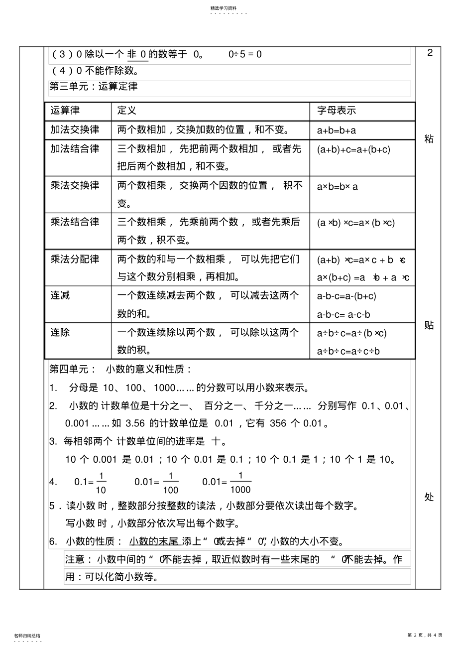 2022年新教材四年级数学下册知识点汇总2 .pdf_第2页