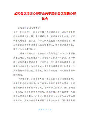 公司会议培训心得体会关于培训会议后的心得体会.doc