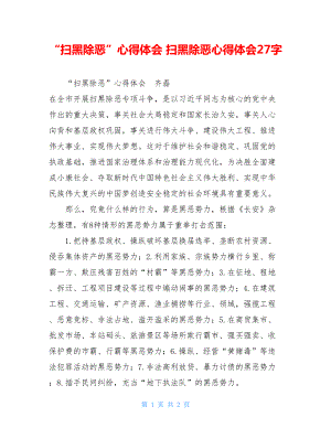 “扫黑除恶”心得体会 扫黑除恶心得体会27字.doc