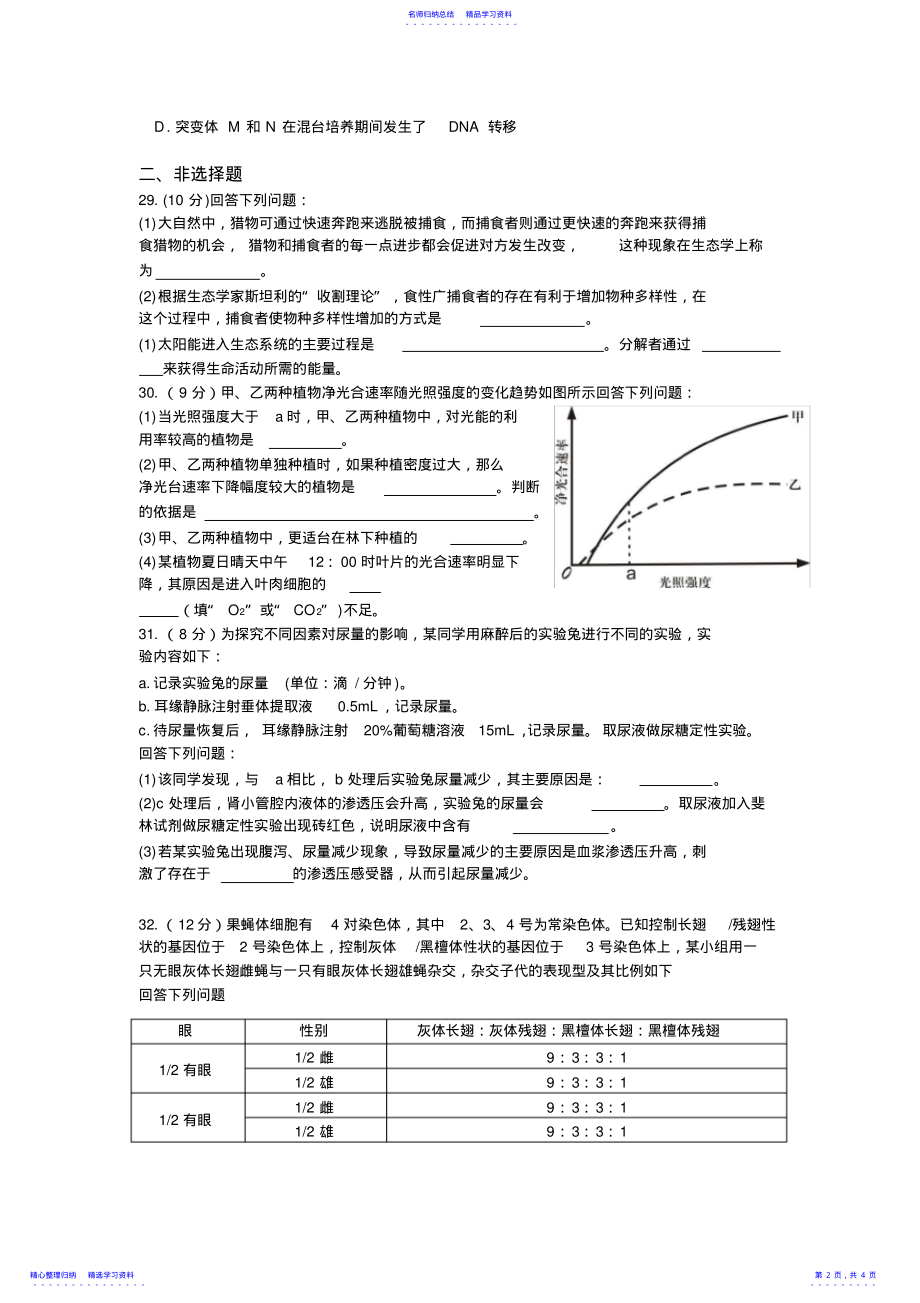 2022年2021年高考理综全国1卷生物部分 .pdf_第2页