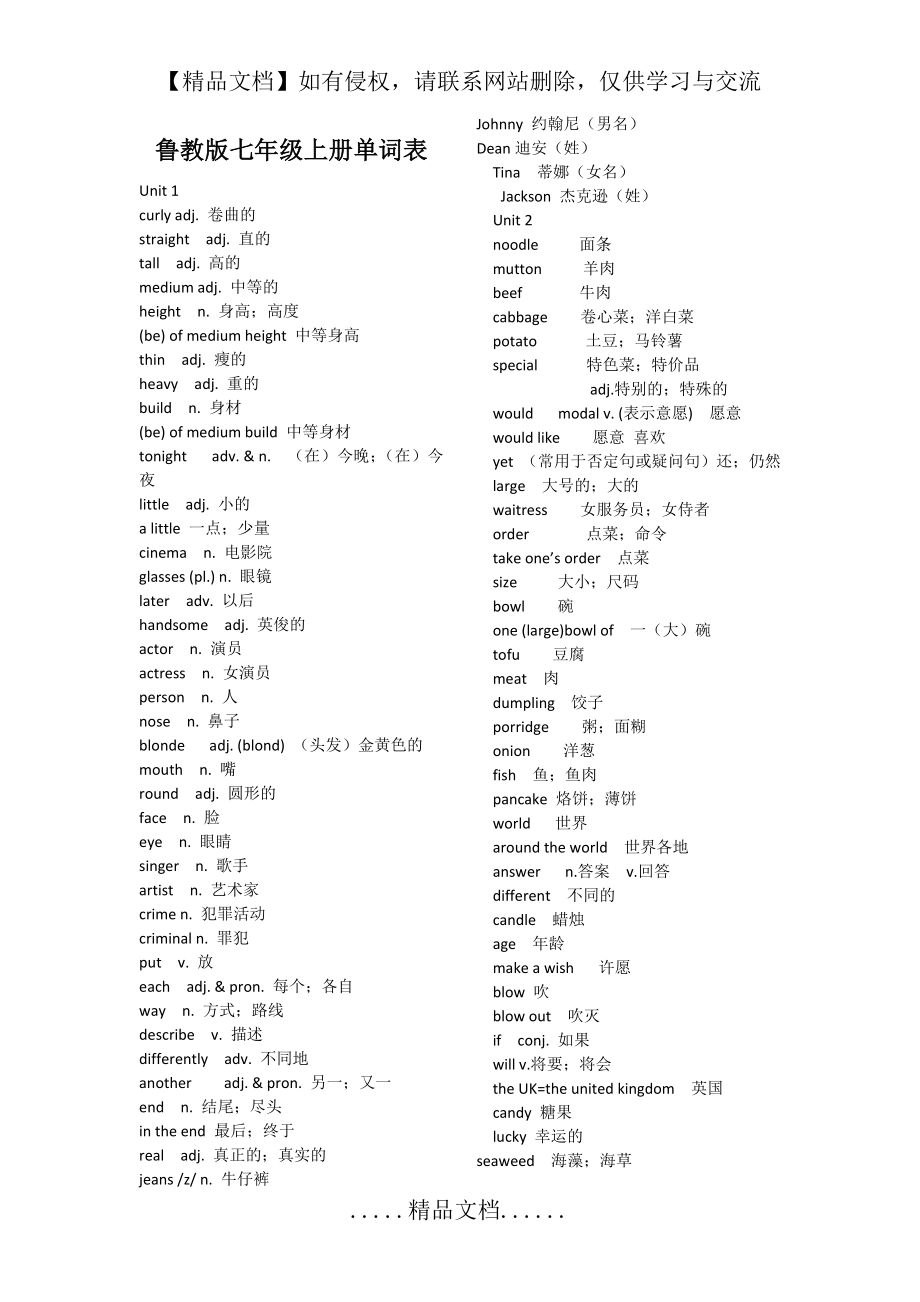 鲁教版七年级上册单词表.doc_第2页