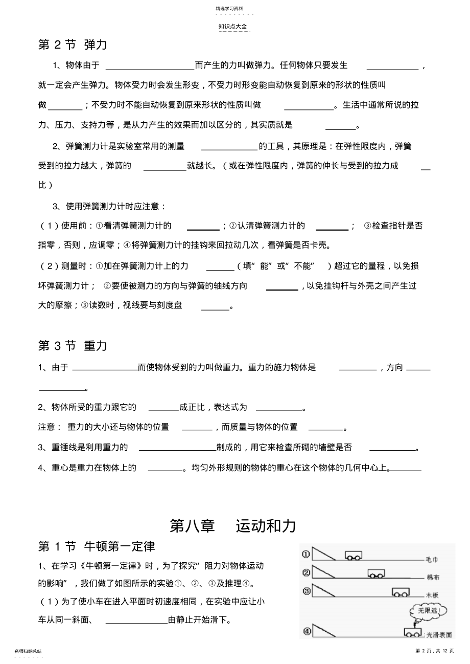 2022年新人教版八年级下册物理知识点梳理与过手 2.pdf_第2页