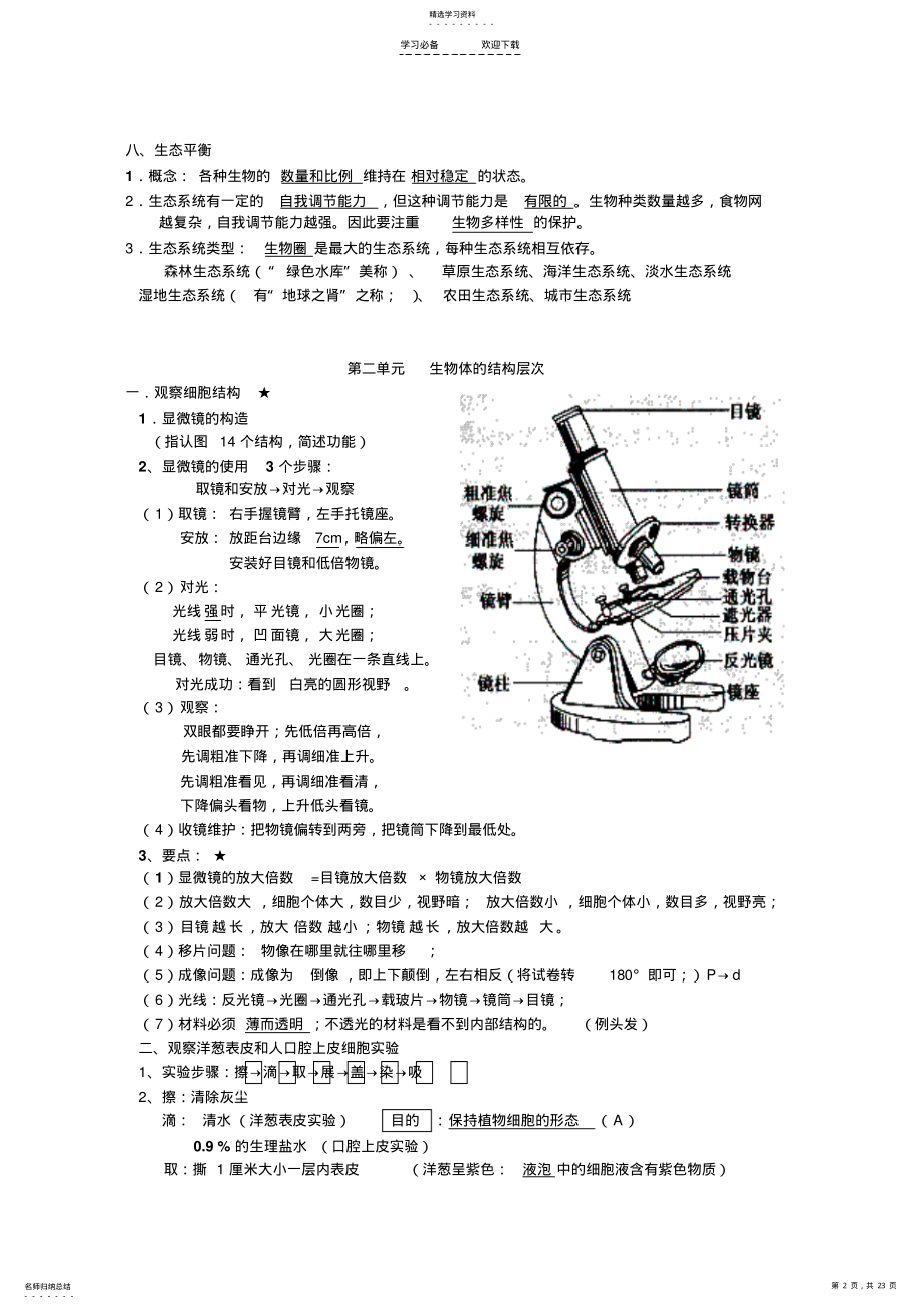 2022年新人教版初中生物会考知识点复习资料 2.pdf_第2页