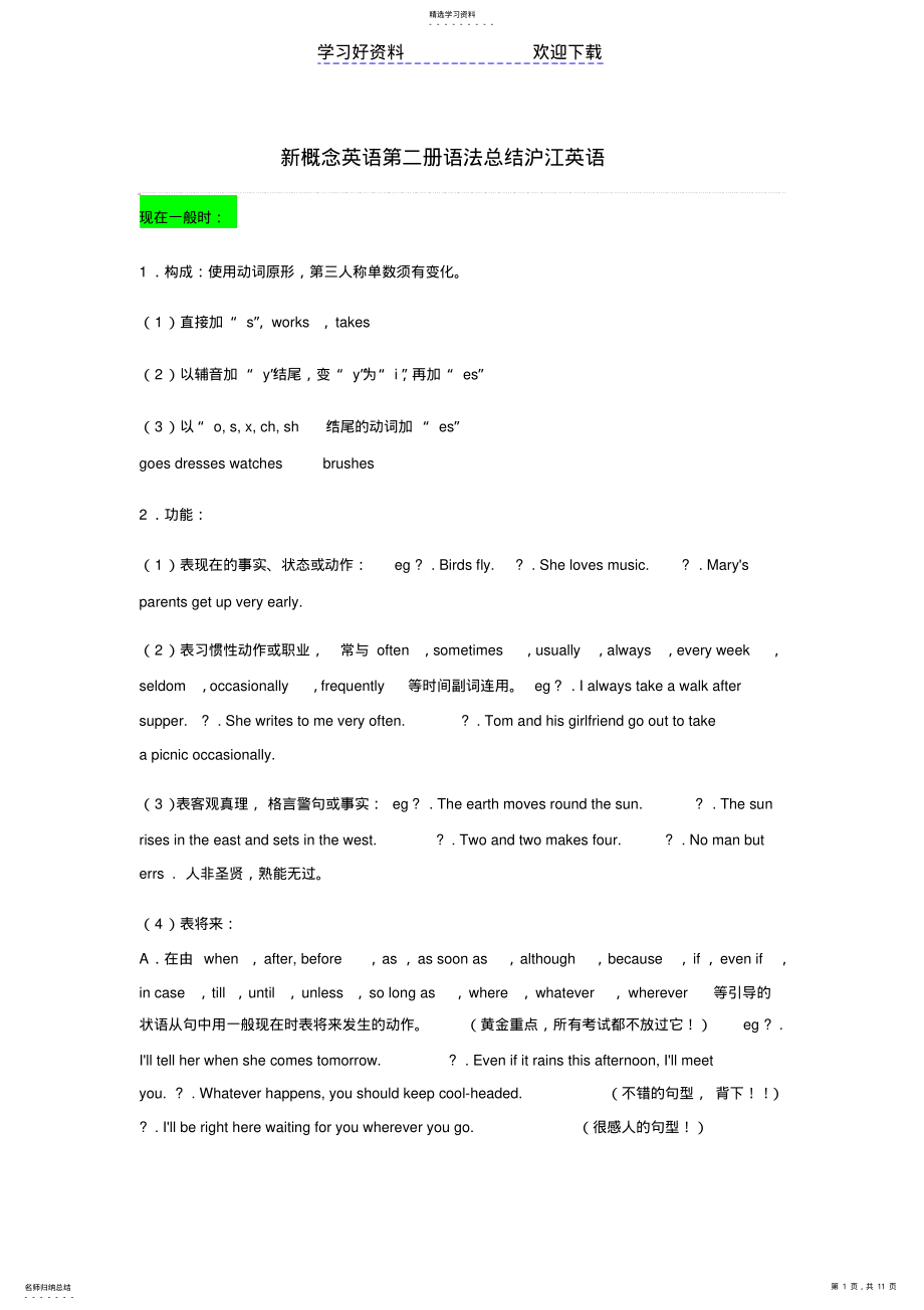 2022年新概念英语第二册语法总结沪江英语 .pdf_第1页