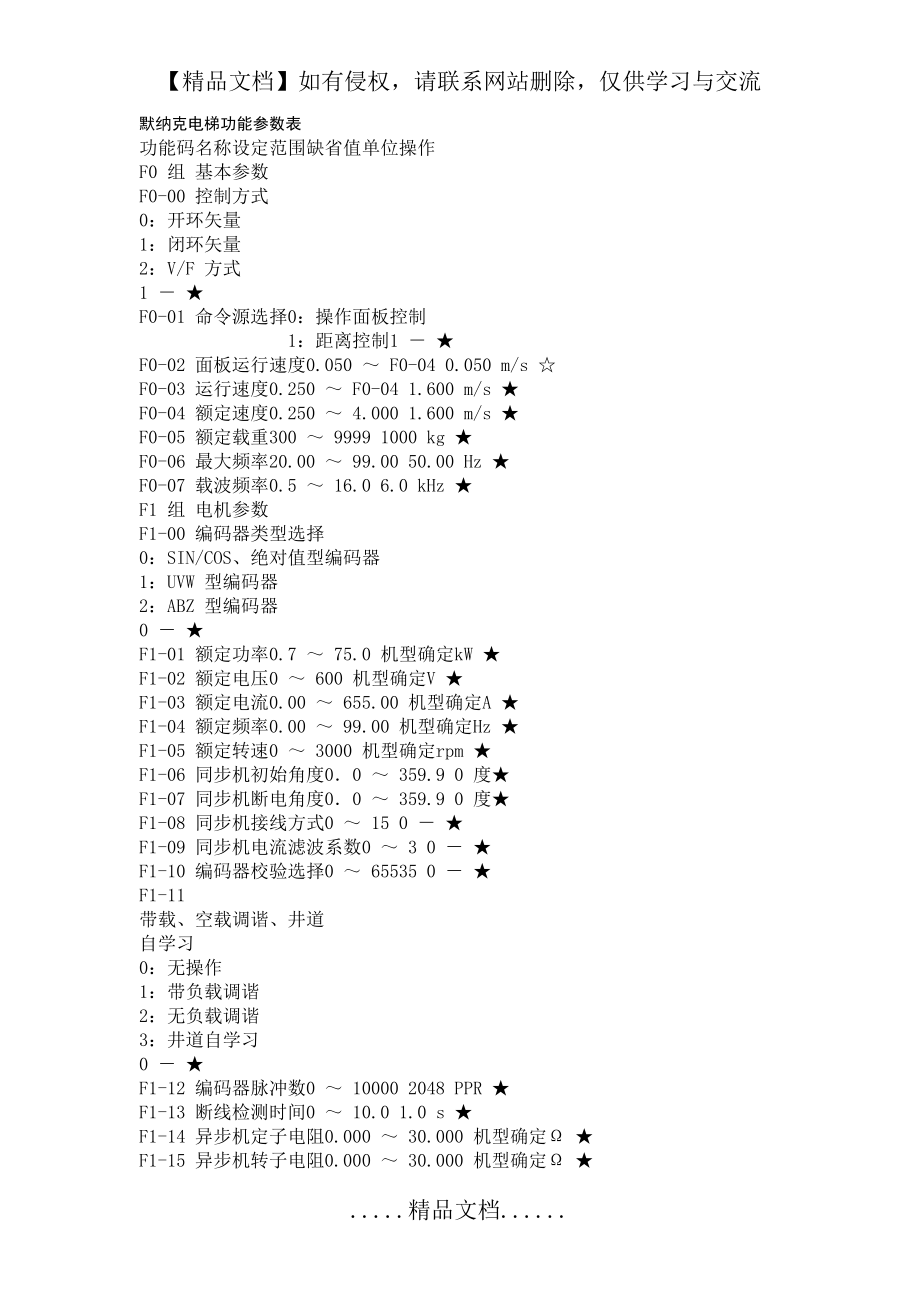 默纳克电梯功能参数表.doc_第2页