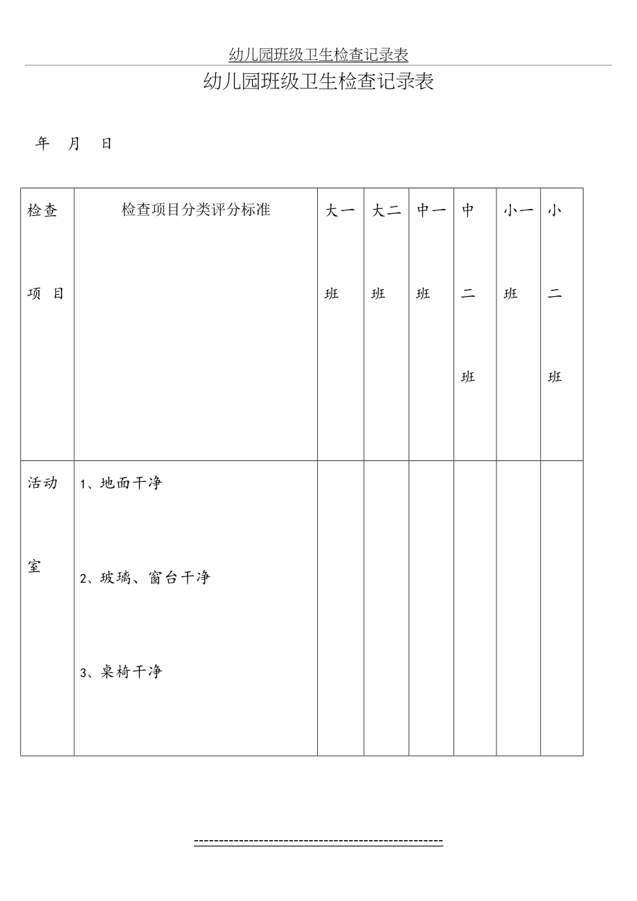 幼儿园班级卫生检查记录表(1).doc_第2页