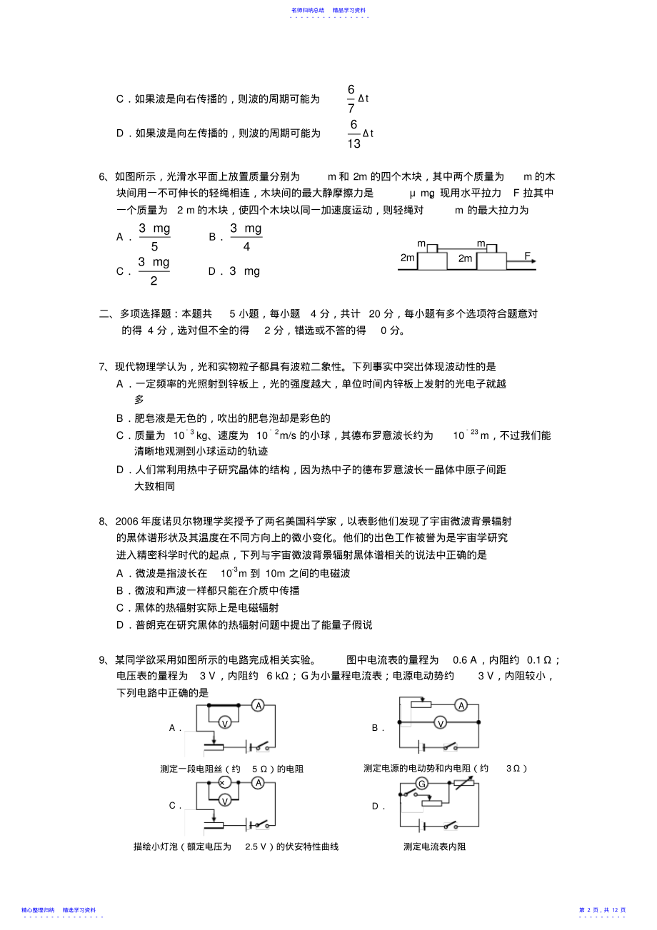 2022年2021年江苏高考物理试题 .pdf_第2页