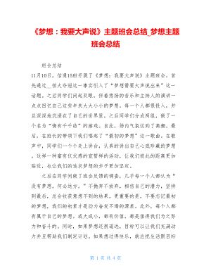 《梦想：我要大声说》主题班会总结梦想主题班会总结.doc