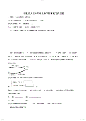 2022年新北师大版八年级上数学期末复习典型题 .pdf