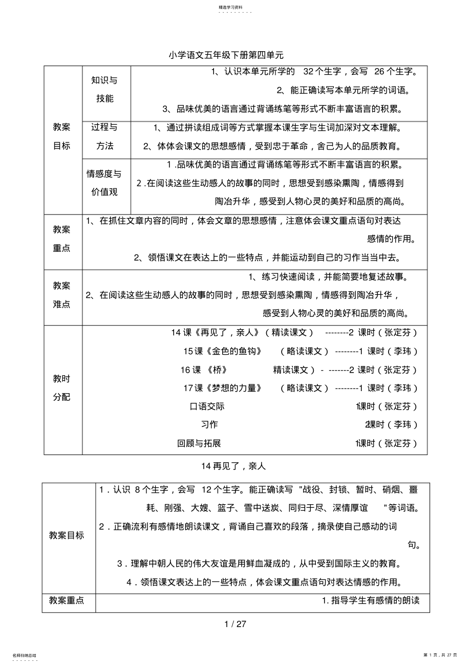 2022年春期五级语文第四单元集体备课 .pdf_第1页