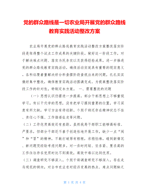 党的群众路线是一切农业局开展党的群众路线教育实践活动整改方案.doc