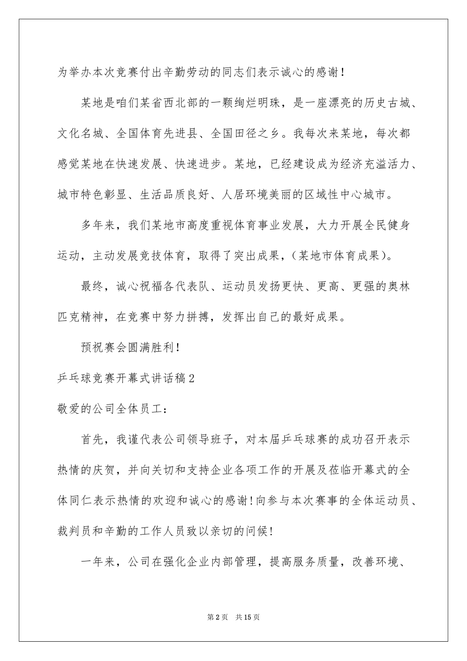 2022乒乓球比赛开幕式讲话稿例文.docx_第2页