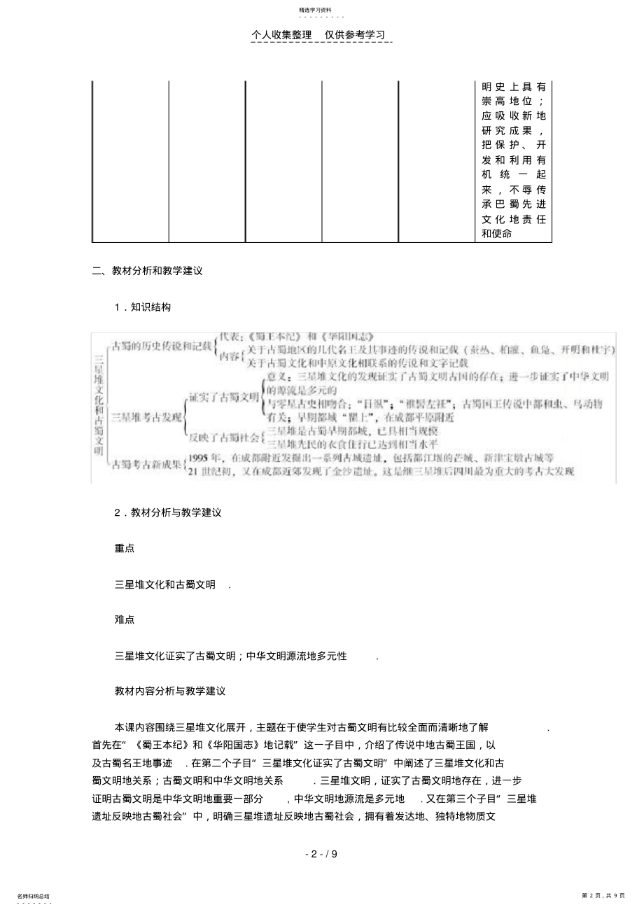 2022年普通高中历史：《三星堆文化和古蜀文明》教案 .pdf_第2页