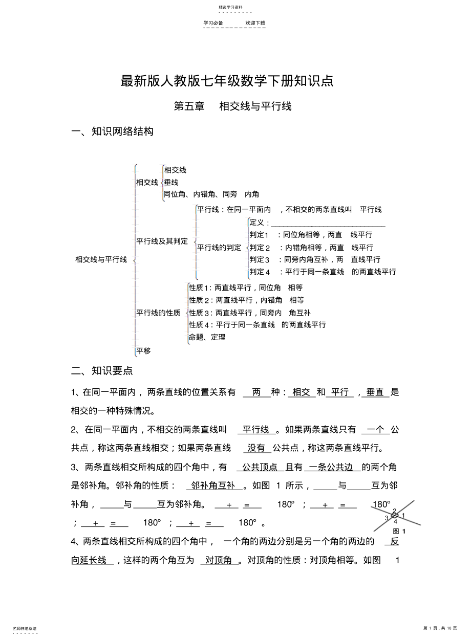 2022年新人教版七年级下册数学知识点整理 2.pdf_第1页