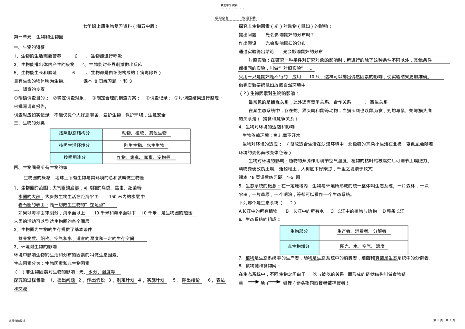 2022年新人教七年级上期末复习题 .pdf_第1页